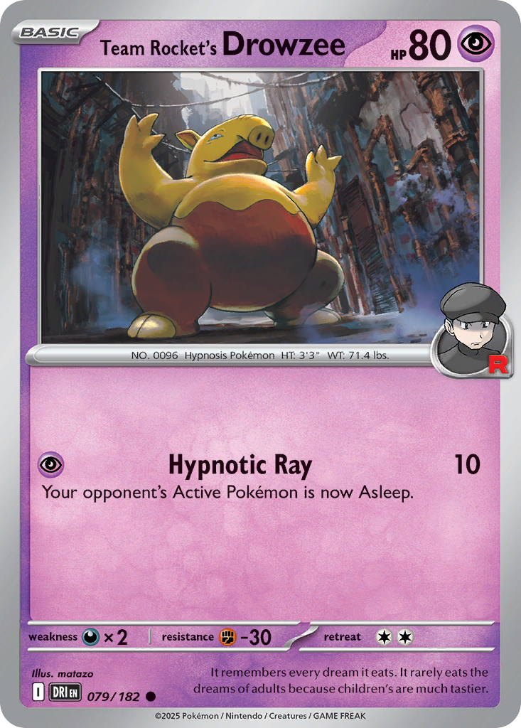 Team Rocket’s Drowzee 079/182 - Reverse Holo