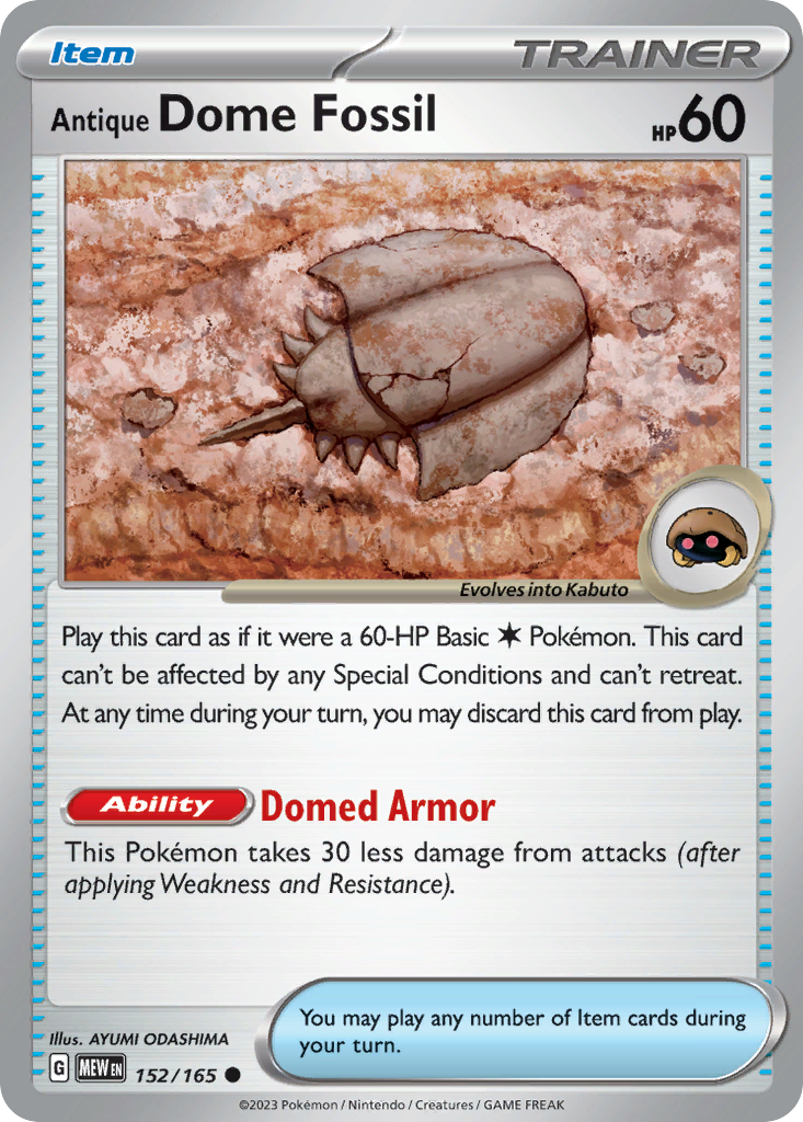 Antique Dome Fossil 152/165 - Reverse Holo