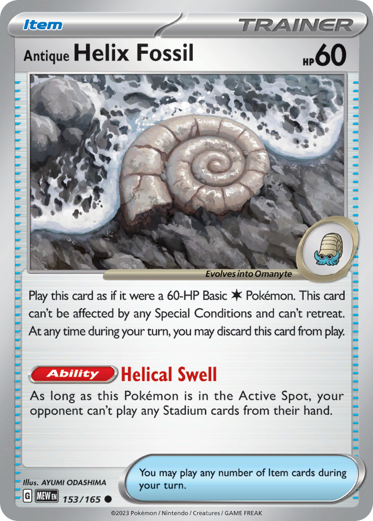 Antique Helix Fossil 153/165 - Reverse Holo