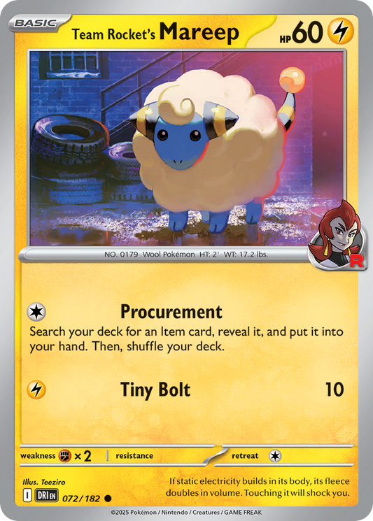 Team Rocket’s Mareep 072/182 - Reverse Holo
