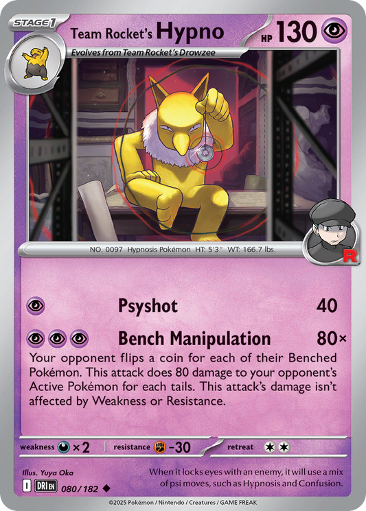 Team Rocket’s Hypno 080/182 - Reverse Holo