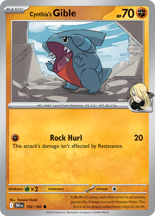 Cynthia’s Gible 102/182 - Reverse Holo