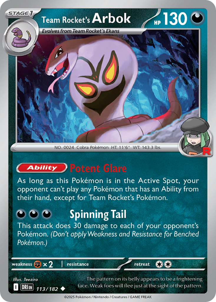 Team Rocket’s Arbok 113/182 - Reverse Holo