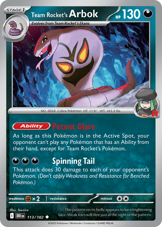 Team Rocket’s Arbok 113/182 - Reverse Holo