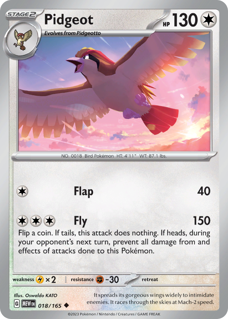 Pidgeot 018/165 - Reverse Holo