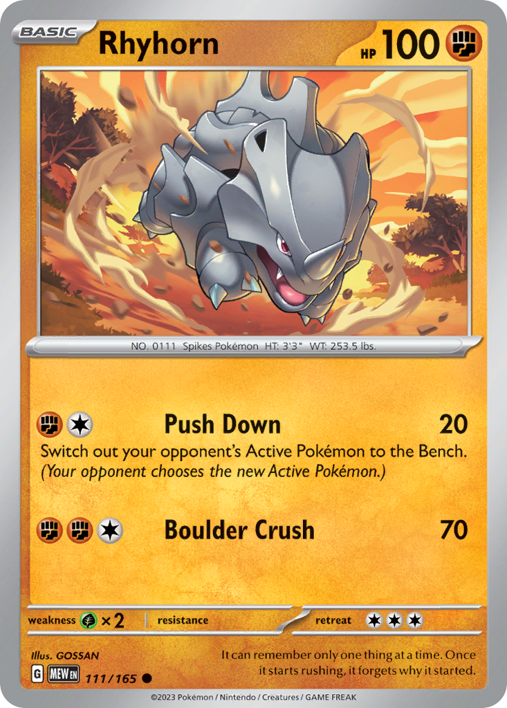 Rhyhorn 111/165 - Reverse Holo