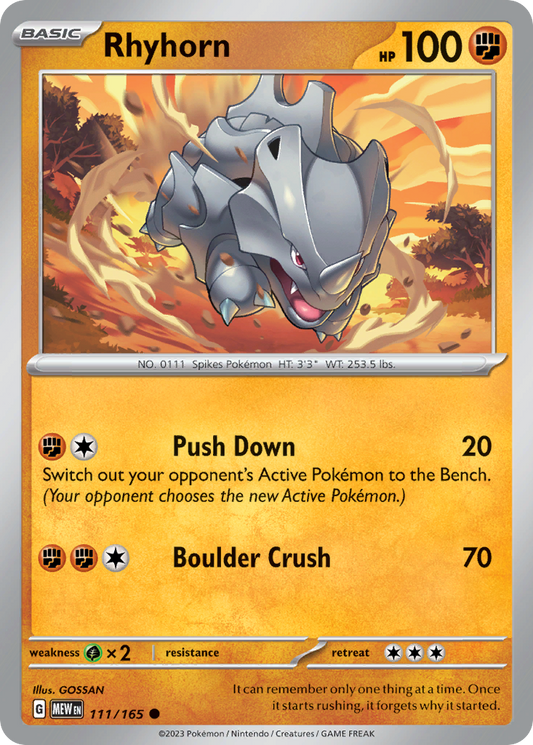 Rhyhorn 111/165 - Reverse Holo