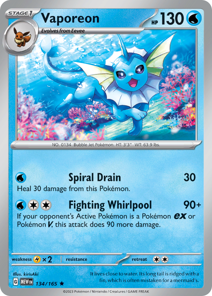Vaporeon 134/165 - Reverse Holo