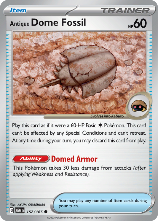 Antique Dome Fossil 152/165 - Reverse Holo