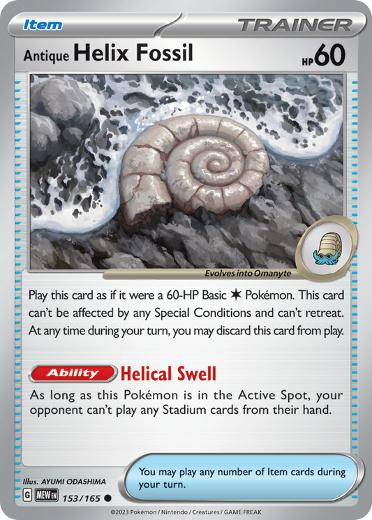 Antique Helix Fossil 153/165 - Reverse Holo