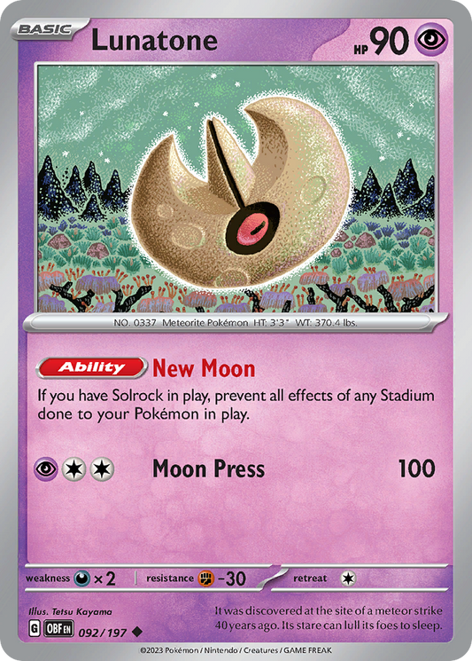 Lunatone 092/197 - Reverse Holo