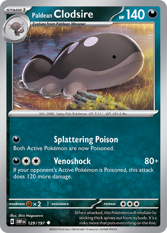 Paldean Clodsire 129/197 - Reverse Holo